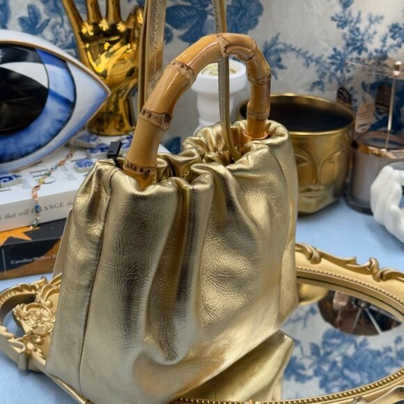 🆕 OROTON 🧿 NWOT Gretel Mini Top Handle, Metallic Gold - Picture 6 of 15